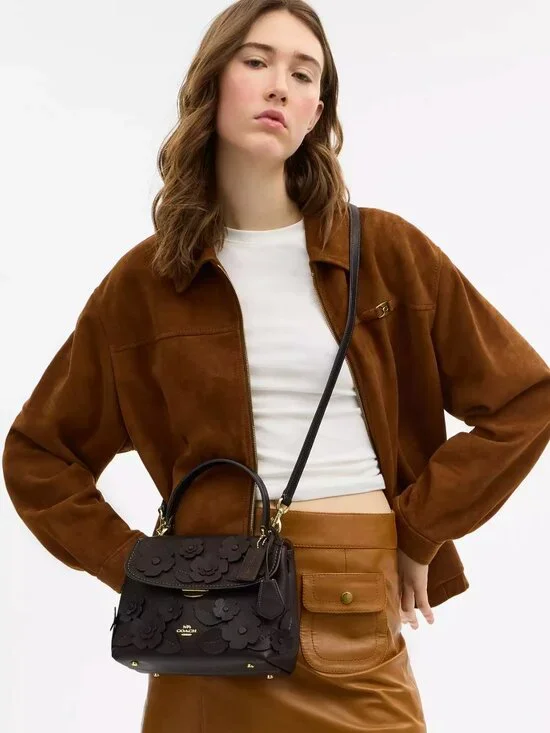 COACH CDY44 Emory Top Handle Bag with Floral Appliqué in Maple *SEALED* - Picture 3 of 10